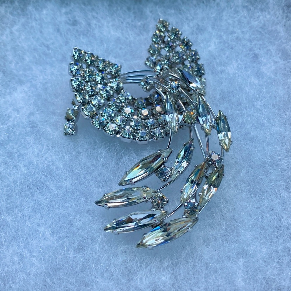 Exquisite Silver Crystal Brooch